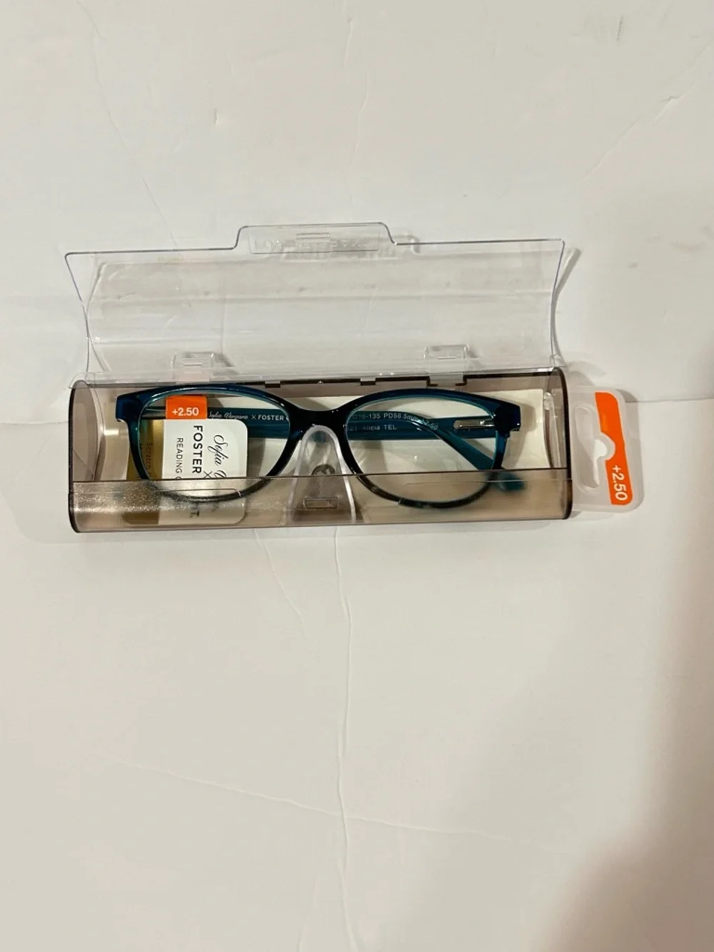 Sofia Vergara Foster Grant Reading Glasses +2.50 Womens Blue Frame New Case